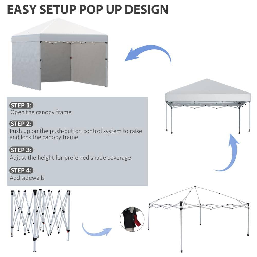 Cream 10ft Adjustable Pop-Up Canopy with Sidewalls