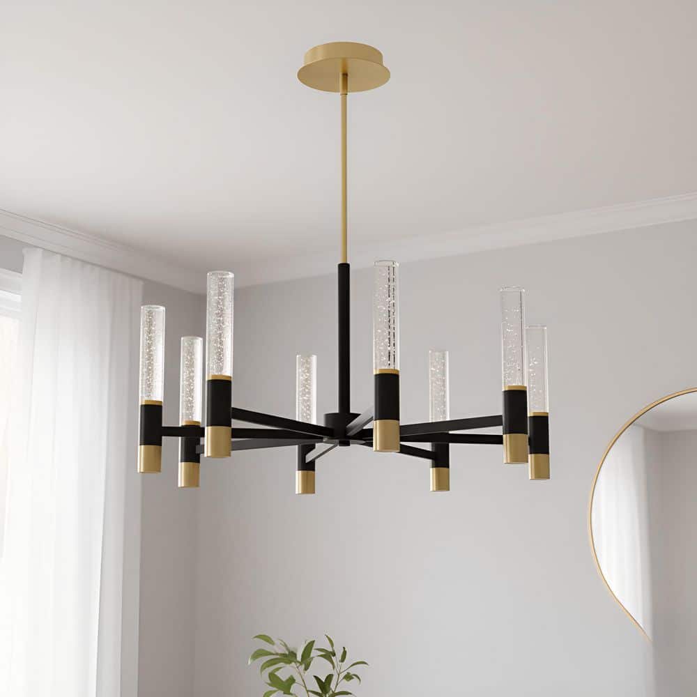 Quoizel Davies 8-Light Brushed Gold Chandelier with Seedy Crystal