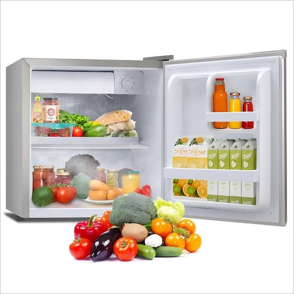 COWSAR 17.52 in. 1.4 cu. ft. Mini Refrigerator in Silver with