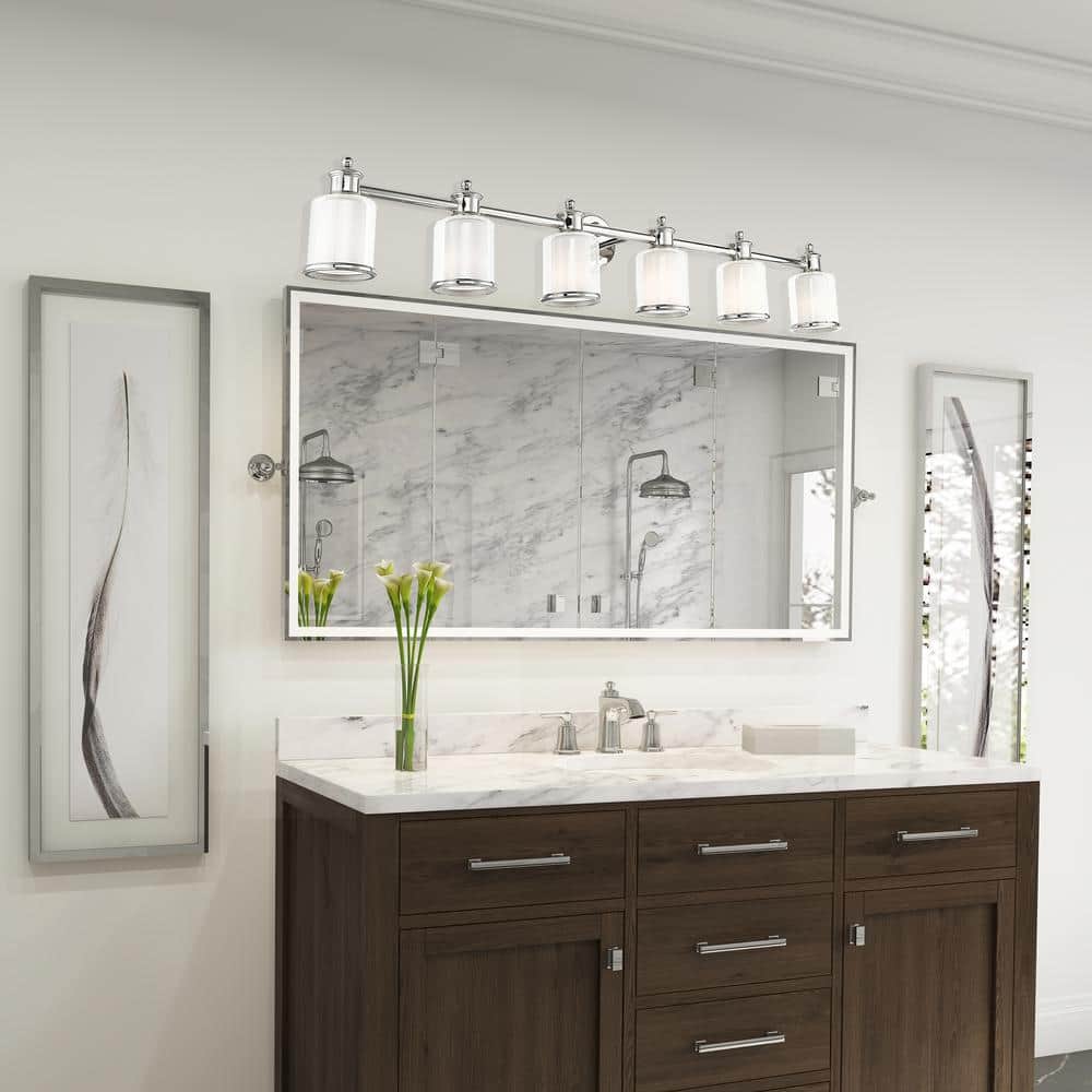 Polished Nickel 6-Light Dimmable Outdoor Vanity Sconce