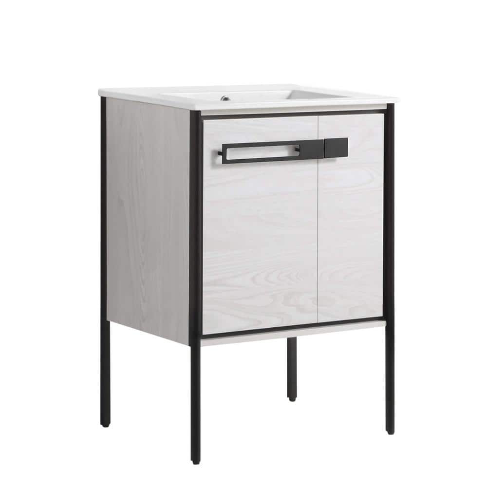 Oakville 24 in. W x 18.32 in. D x 33.5 in. H Bath Vanity in Mild Grey Oak with White Ceramic Top price history on PriceWatchPro