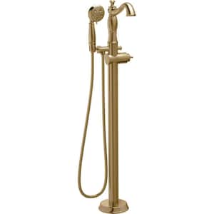 Cassidy 1-Handle Floor-Mount Roman Tub Faucet Trim Kit with HandShower in Champagne Bronze (Valve & Handle Not Included)