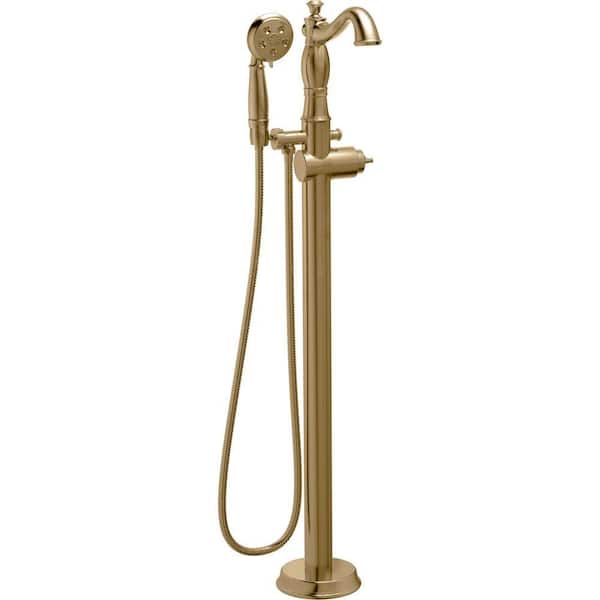 Delta Cassidy 1-Handle Floor-Mount Roman Tub Faucet Trim Kit with HandShower in Champagne Bronze (Valve & Handle Not Included)