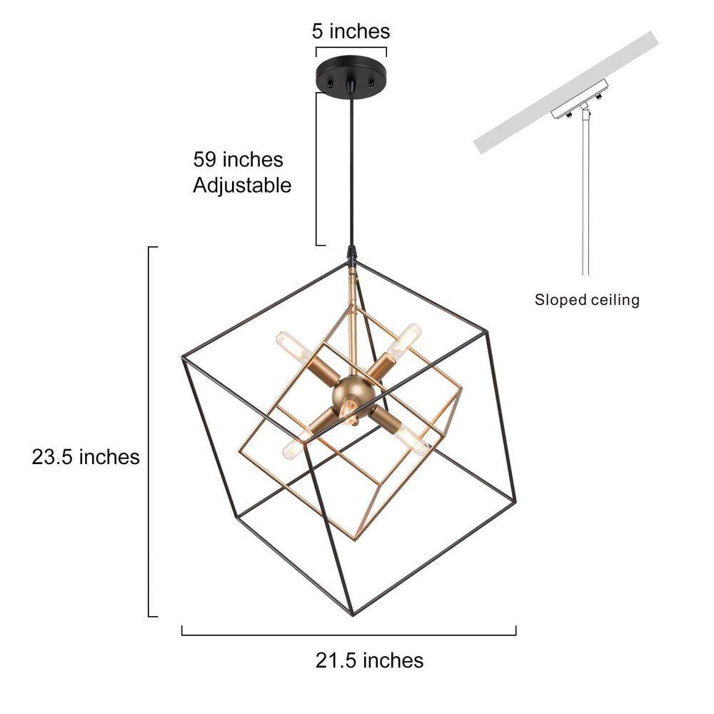 Abtercetor Matte Black Wrought Iron Cage LED Chandelier