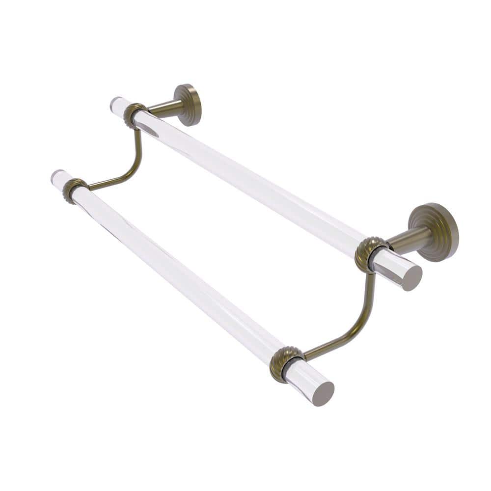 Antique Brass and Acrylic Double Wall Mounted Towel Bar