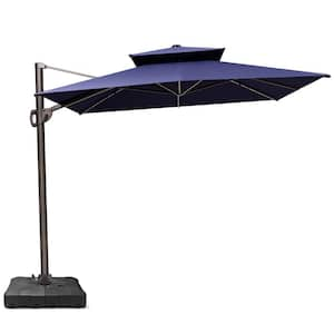 11 ft. x 9 ft. Double Top Cantilever Patio Umbrella in Navy Blue with 220 lbs. Base Stand