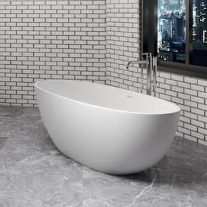 59 in. Stone Resin Flatbottom Bathtub in White