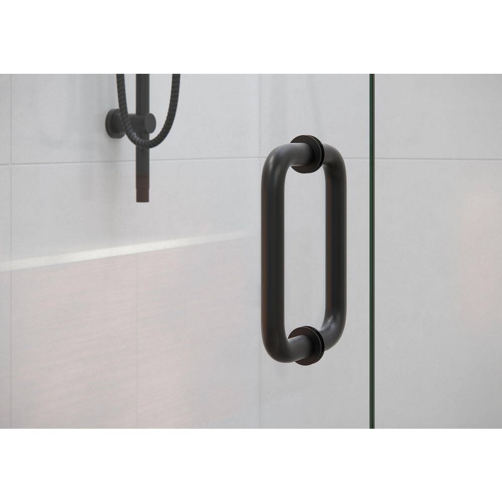 Stellar 78" Frameless Matte Black Glass Shower Door with Brass Hardware