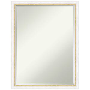 Morgan White Gold 20 in. x 26 in. Petite Bevel Modern Rectangle Wood Framed Wall Mirror in White