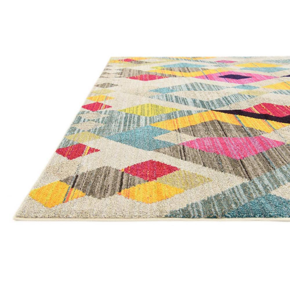 Sedona Vibrant Red Geometric 8' x 10' Easy-Care Synthetic Rug