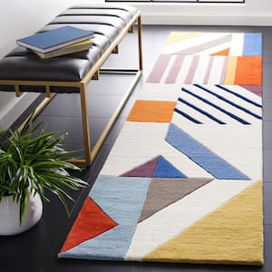 Fifth Avenue Ivory/Multi 2 ft. x 7 ft. Abstract Multi-Shaped Runner Rug