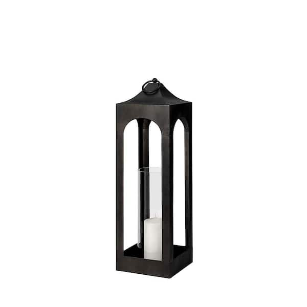 Ina Short Charcoal Metal Candle Holder Lantern