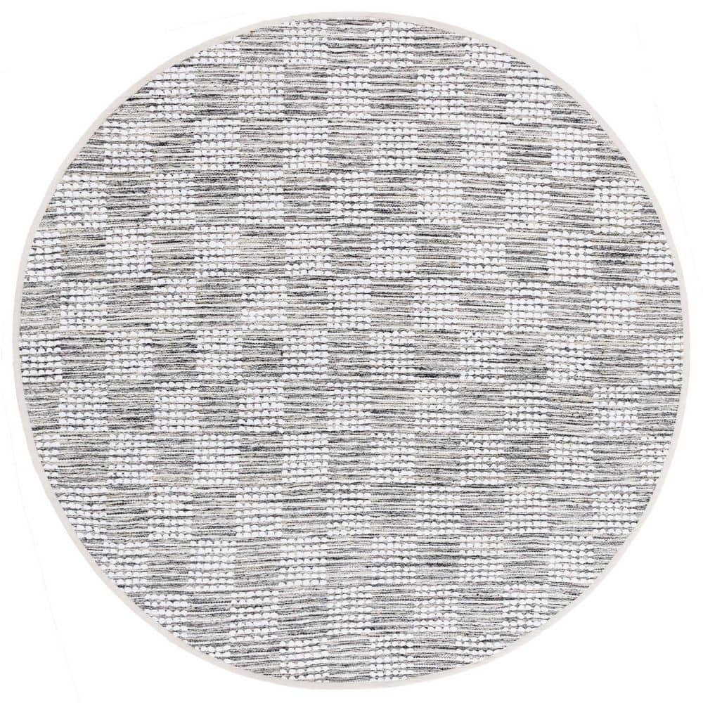 Montauk 6 ft. x 6 ft. Black/Ivory Checkered Modern Round Area Rug price history on PriceWatchPro