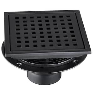 5.9 in. x 5.9 in. Stainless Steel Square Shower Drain in Matte Black