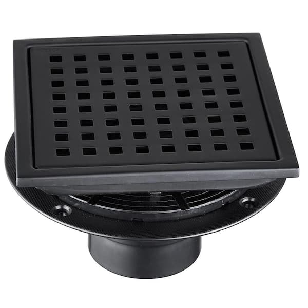 waterpar 5.9 in. x 5.9 in. Stainless Steel Square Shower Drain in Matte Black
