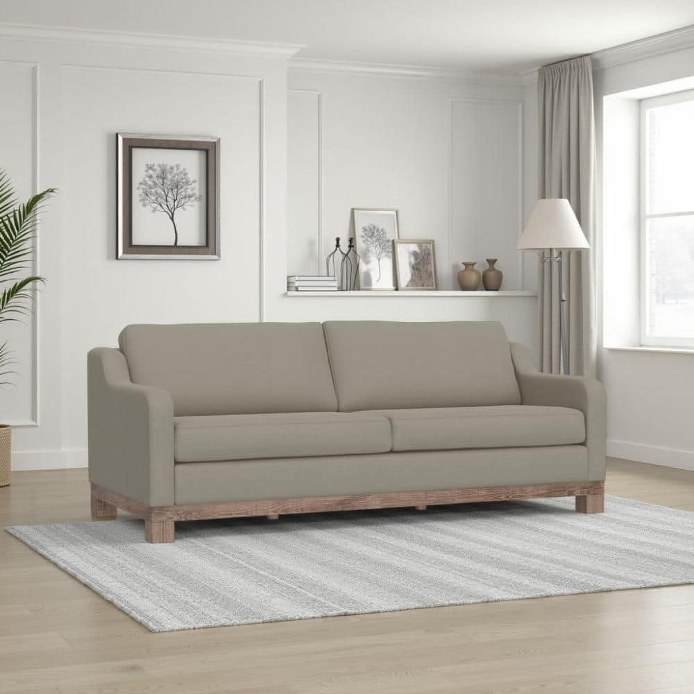 Sama 38.5 in. Straight Arm Polyester Rectangle with 2-Accent Pillows Sofa in Almond Gray and Brown price history on PriceWatchPro