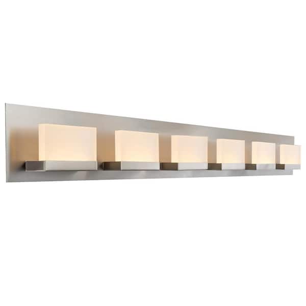Kira Home Everett Brushed Nickel Modern Bathroom Light with Frosted Shade