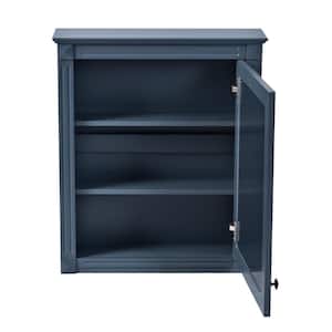 24.01 in. W x 7.13 in. D x 27.76 in. H  Wall Mounted Bathroom Storage Cabinet in Blue with Mirror and Adjustable Shelf