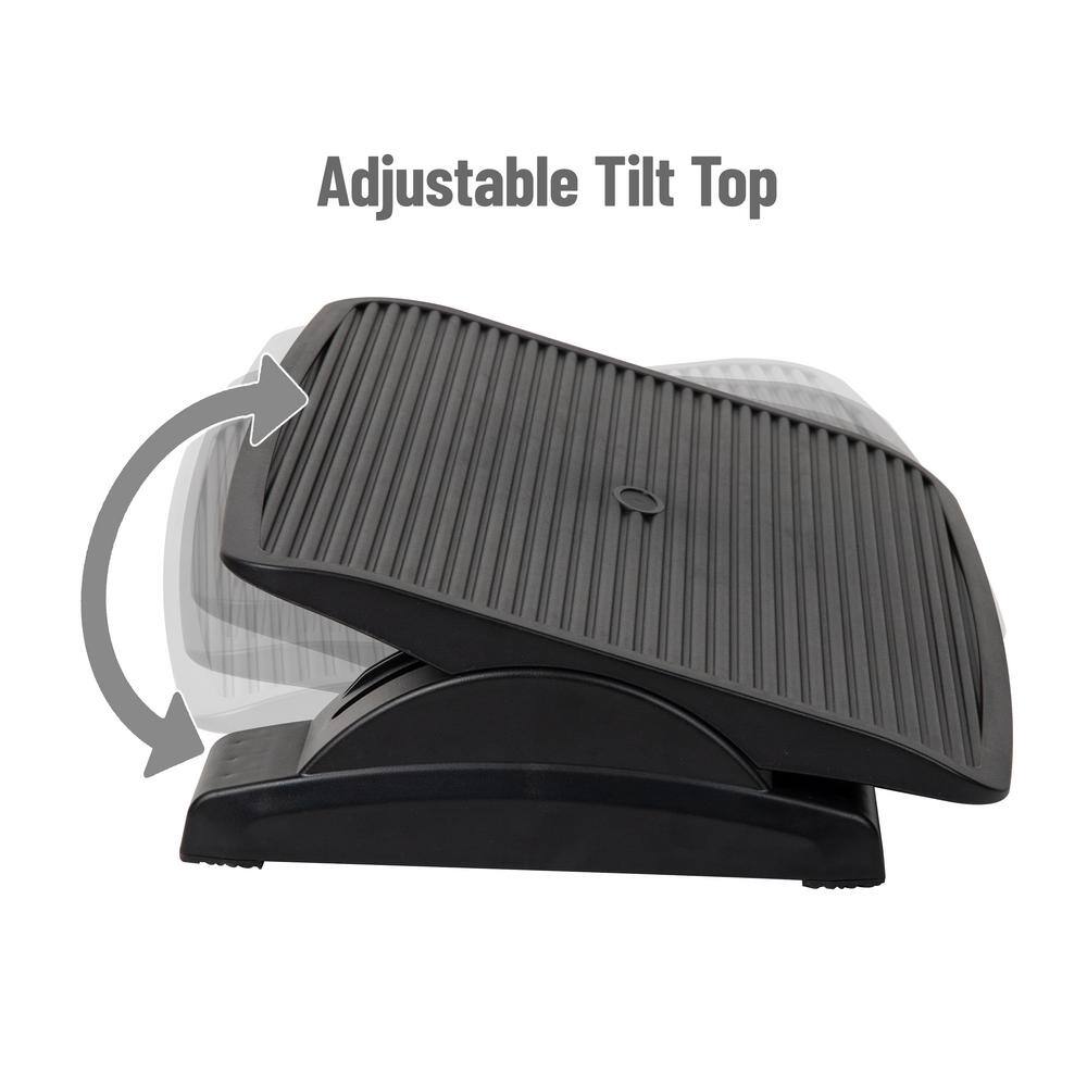 Black Adjustable Height Ergonomic Plastic Footrest