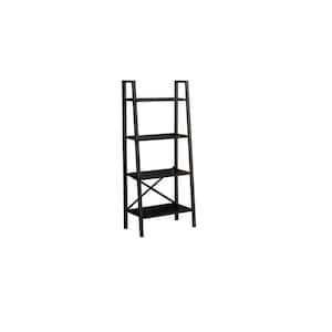 23 in. W x 52 in. H Black Wood 4-Shelf Ladder Bookcase