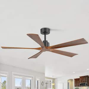 Enrico 52 in. Indoor Black Ceiling Fan with Wood Blade and Remote Control Included for Bedroom or Living Room No Light