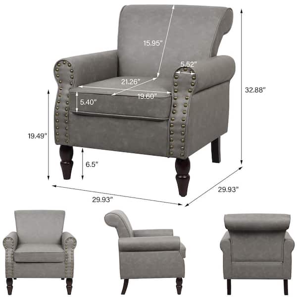 Reviews for Uixe Gray PU Leather Nailhead Trim Upholstered Accent