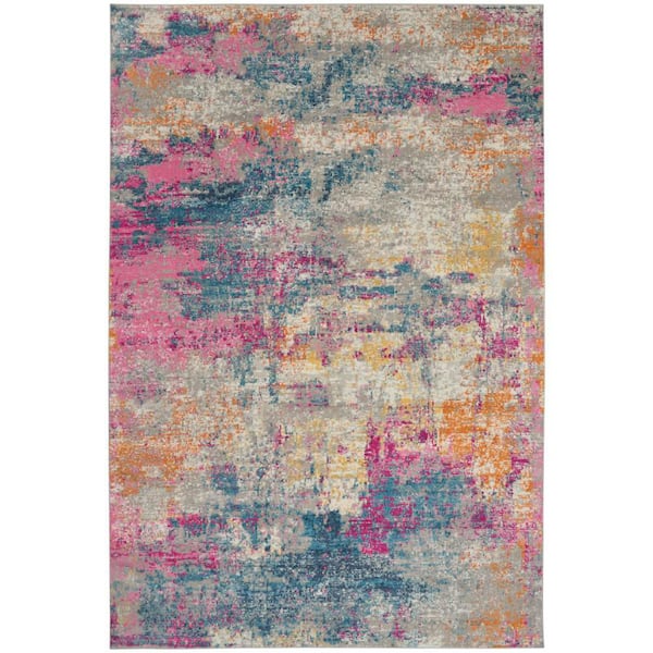 Nourison Passion Ivory/Multi 9 ft. x 12 ft. Abstract Contemporary Area Rug