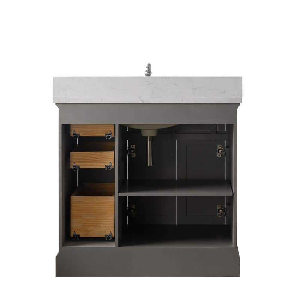 Thompson 36'' Gray Freestanding Bathroom Vanity with Ceramic Sink