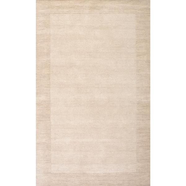 nuLOOM Paine Solid Border Beige 8 ft. x 10 ft. Area Rug