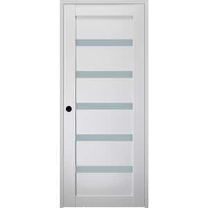 18" x 84" Leora Right-Hand Solid Core 6-Lite Frosted Glass Bianco Noble Wood Composite Single Prehung Interior Door