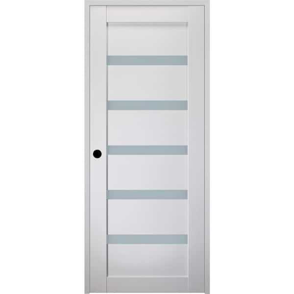 Belldinni 28" x 84" Leora Right-Hand Solid Core 6-Lite Frosted Glass Bianco Noble Wood Composite Single Prehung Interior Door