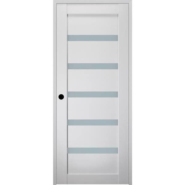 Belldinni 28" x 84" Leora Right-Hand Solid Core 6-Lite Frosted Glass Bianco Noble Wood Composite Single Prehung Interior Door