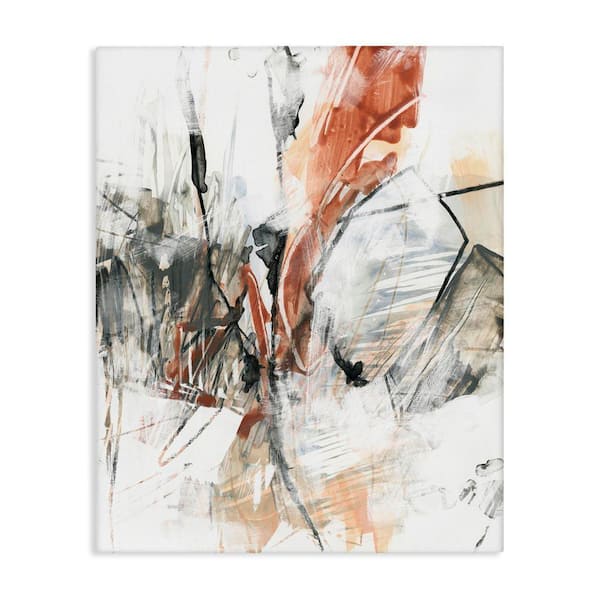 Stupell Industries Chaotic Terracotta and Grey by June Erica Vess Unframed Abstract Graphic Art Print 30 in. x 24 in.