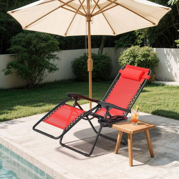 MoNiBloom Patio Lounge Foldable Zero Gravity Chair with Cup