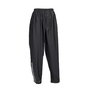 Men's Large Black Waterproof, Polyurethane-Coated Polyester Rain Pants