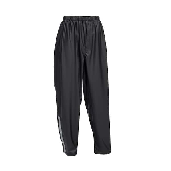John Deere Men's Large Black Waterproof, Polyurethane-Coated Polyester Rain Pants