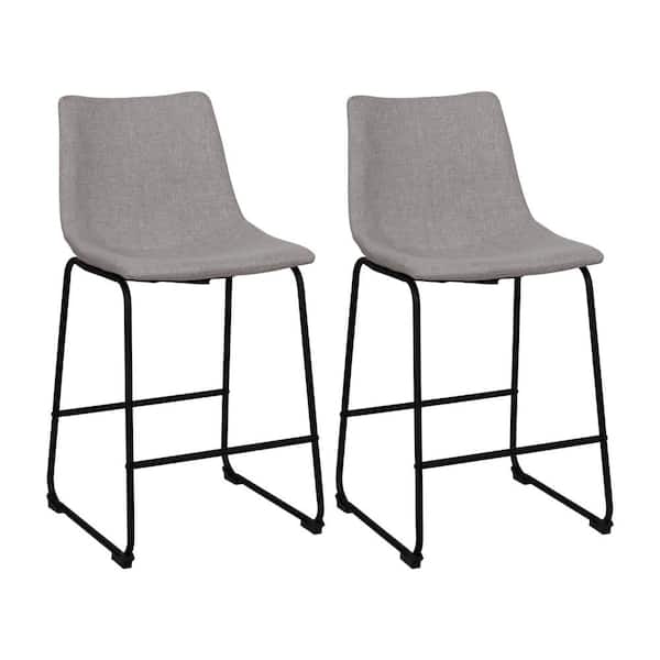 CorLiving Asahi 25.5 in. Light Grey Wood Bar Stools, set of 2