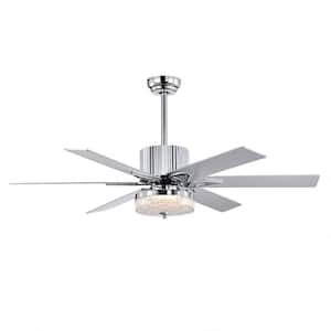 52 in. Indoor Chrome Modern Ceiling Fan with Integrated LED Light, Remote Control, 3 Speed and AC Motor