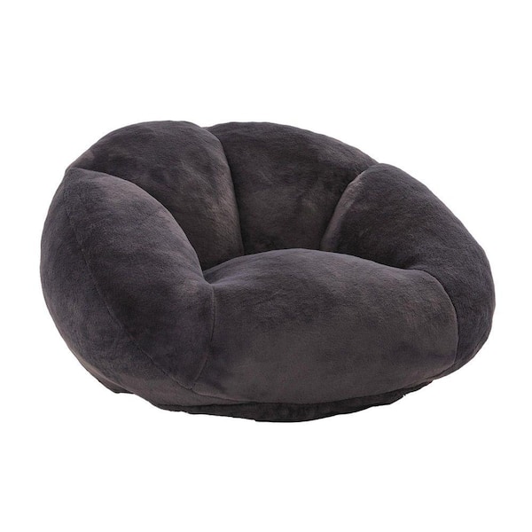 Modern Black Faux Fur Shell-Shaped Bean Bag Chair