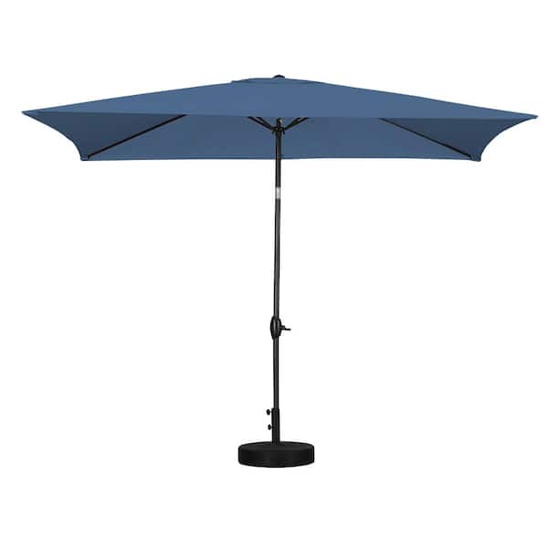 Flynama 9.84 ft. x 6.56 ft. Crank Lift Outdoor Patio Market Umbrella in Navy Blue with 6-Rid (Base not Included)