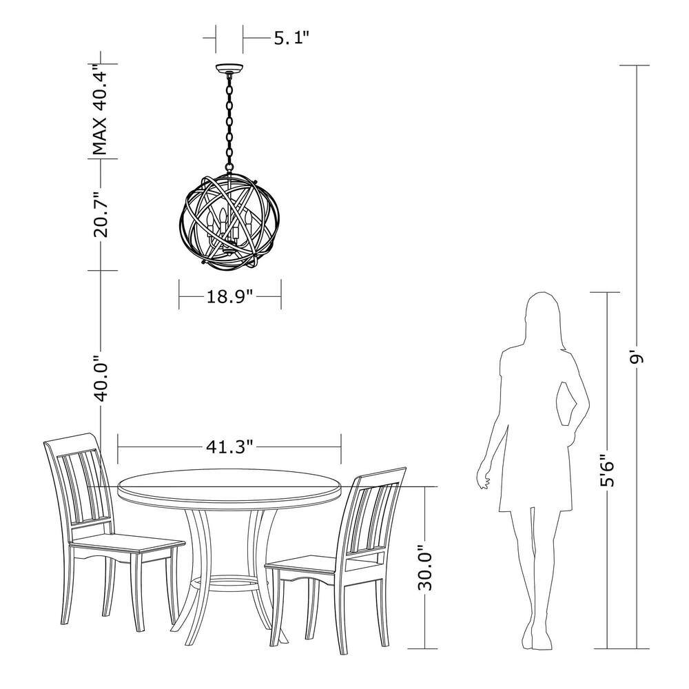 Benita Light Gold and Bronze Orb 4-Light Chandelier