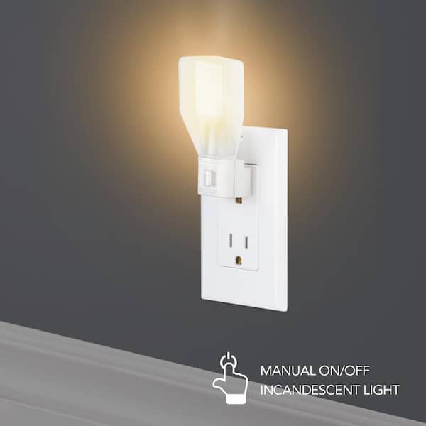 PRIVATE BRAND UNBRANDED 3.28 in. Plug-In Traditional Manual On/Off Switch  Incandescent Warm White Night Light (1-Pack) 89862 - The Home Depot