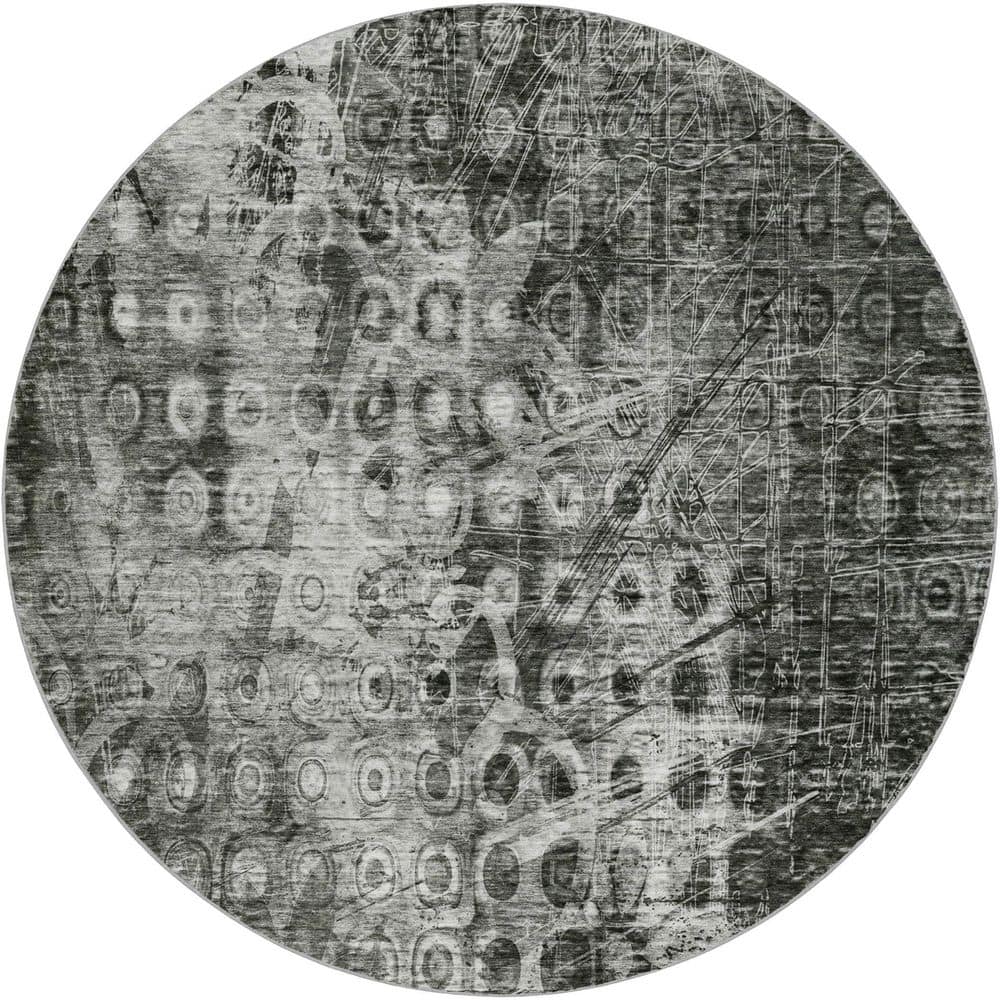 Dream Shag Premium Machine Washable Abstract ADS577 Charcoal 8 ft. x 8 ft. Round Rug price history on PriceWatchPro