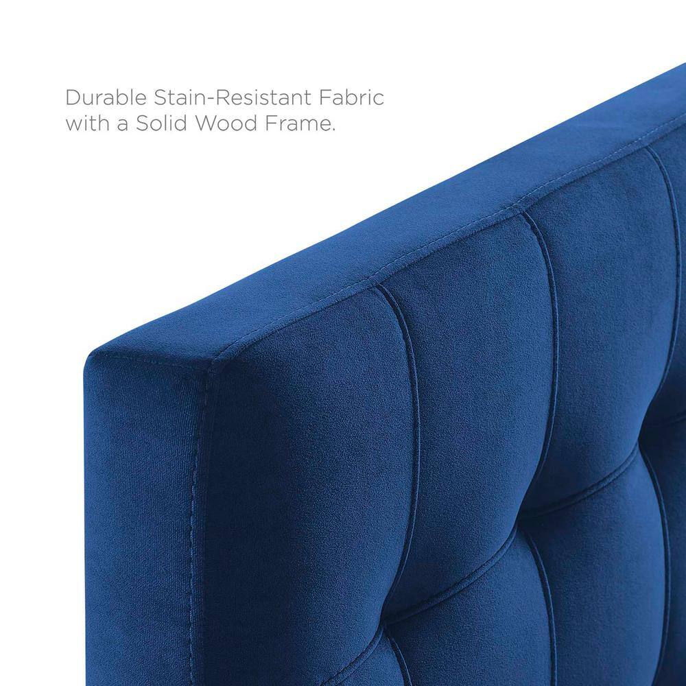 Navy Blue Velvet Tufted Twin Upholstered Headboard