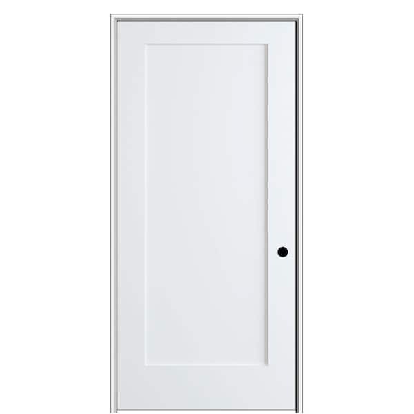 MMI DOOR Shaker Flat Panel 18 in. x 80 in. Left Hand Solid Core Primed HDF Single Pre-Hung Interior Door with 6-9/16 in. Jamb