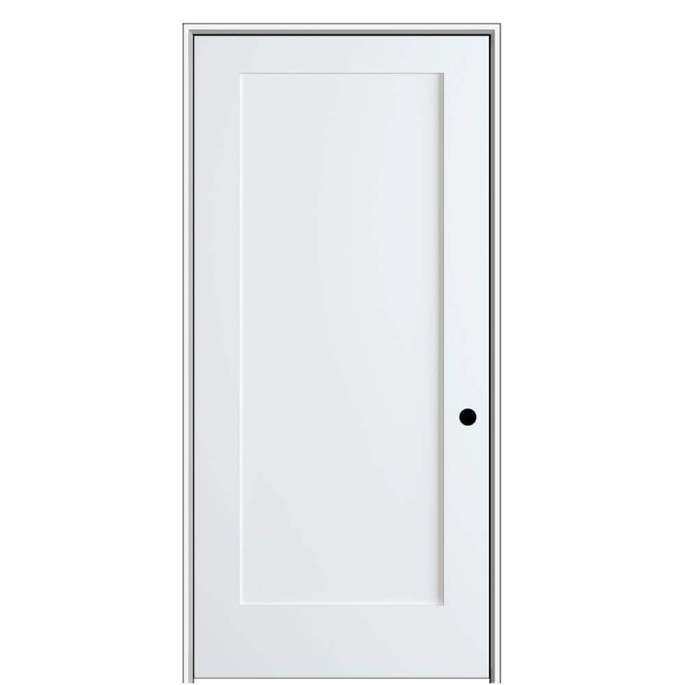 MMI Door Shaker Flat Panel 32 in. x 80 in. Left Hand Solid Core Primed HDF  Single Pre-Hung Interior Door with 4-9/16 in. Jamb Z03745761L - The Home