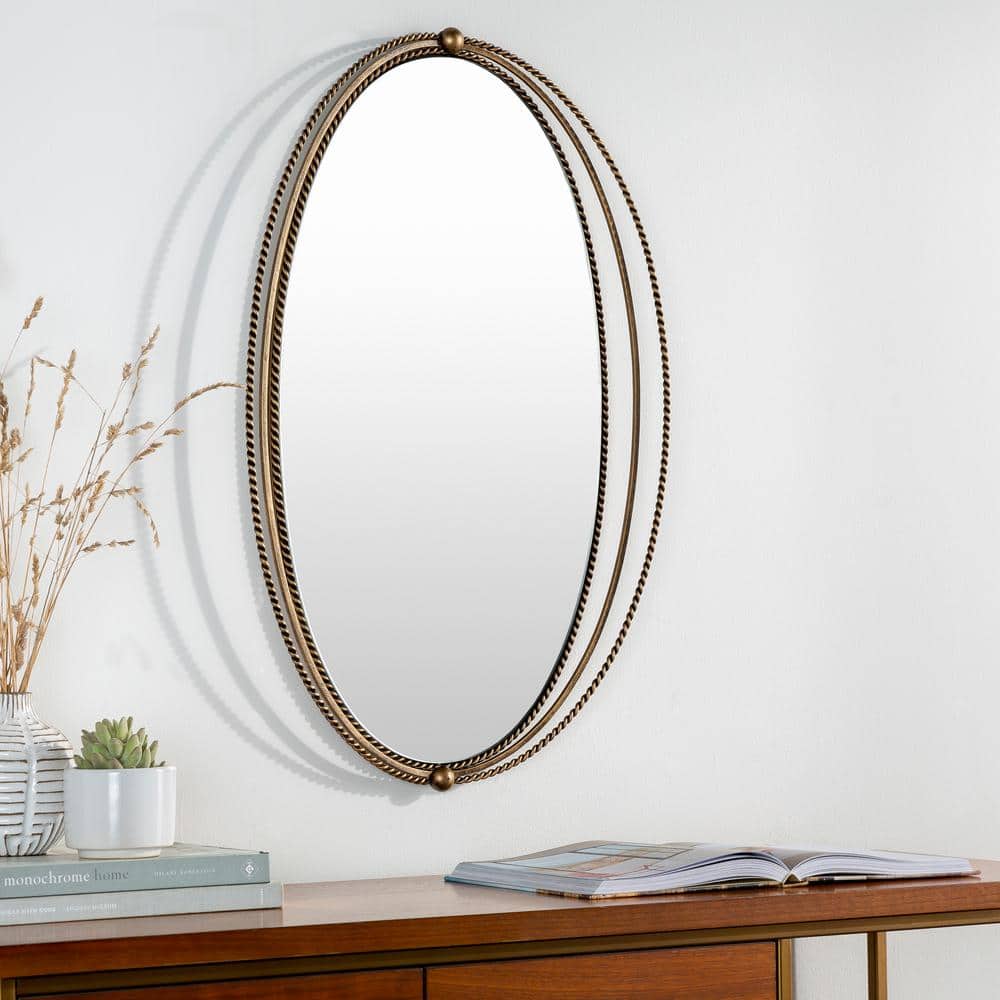 Medium Oval Gold Iron Accent Mirror