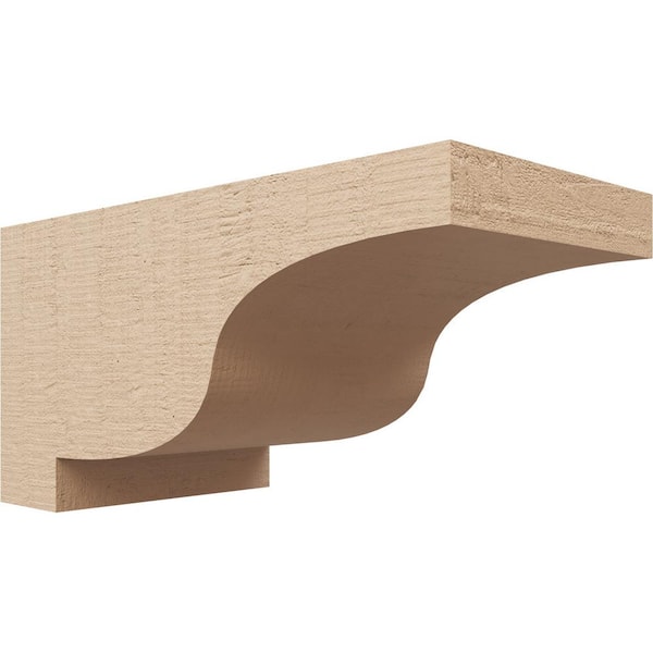 Ekena Millwork 6 in. x 12 in. x 6 in. Series 3 Wide Newport Rough Cedar Woodgrain Timberthane Polyurethane Corbel, Primed Tan