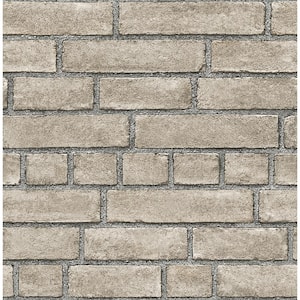 Facade Taupe Brick Paper Strippable Roll Wallpaper (Covers 56.4 sq. ft.)