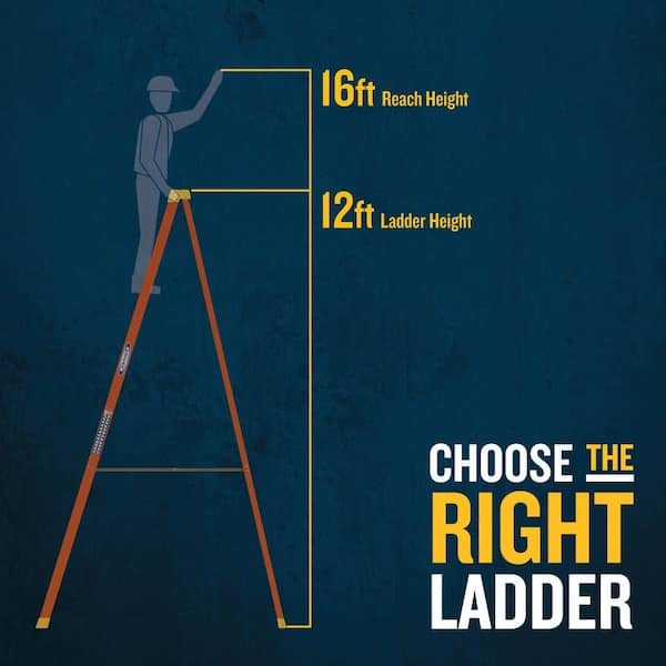 12 ft. Fiberglass Step Ladder with 300 lbs. Load Capacity Type IA Duty  Rating